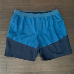 Lululemon Athletica Blue Swim Trunks with Two-Tone Design
